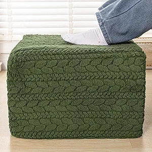 Poofieotto 20x20x14 Inches Fluffy Square Pouf Ottoman - Plush Furry Boneless Ottoman Foot Rest Stool with High-Density Foam, Versatile Floor Seating for Living Room (Forest Green)