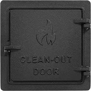 Chimney Cleanout Door - 8" X 8" Fireplace Ash Dump Door, Cast Iron Clean Out Door with Closing Clasp, Ash Dump Door, Wood Stove Door, Replacement Fireplace Doors for Indoor Outdoor Wall Chimney