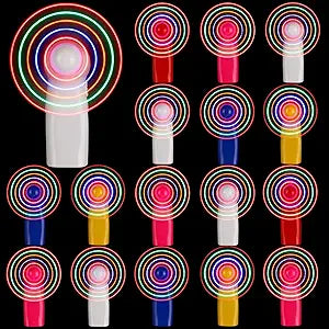 Rossesay 16 Pcs LED Mini Handheld Fan Portable Battery Powerful Personal Fans Colorful Light up LED Neon Fan Party Favor Summer Gift for Concert Travel Office Outdoor Battery Not Include