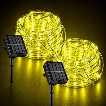 2 Pack Solar Rope Lights Outdoor Waterproof for Patio 66FT Warm White