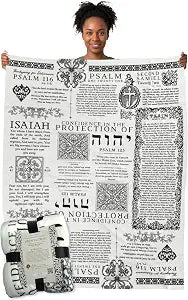 Protection Bible Verse Blanket - Christian Fleece Throw Gift for Women | Find comfort & anxiety relief under a plush fleece shield, 6 powerful passages of Gods protection, including Psalm 91