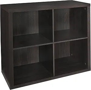 ClosetMaid 4 Cube Storage Shelf Organizer Bookshelf with Back Panel, Easy Assembly, Wood, Black Walnut