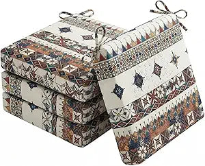 Waterproof Patio Furniture Cushions 18"X18"Outdoor Chair Cushions Set of 4 Zipper Design,Removable Waterproof Patio seat Cushions for Patio Garden Furniture Home Office(Ethnic Style)