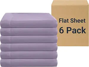 ZPECC Twin Flat Sheet Only 6 Pack, Durable Lavender Top Bed Sheets Hypoallergenic Soft Brushed Microfiber Color-Coded Label, 66"x96"
