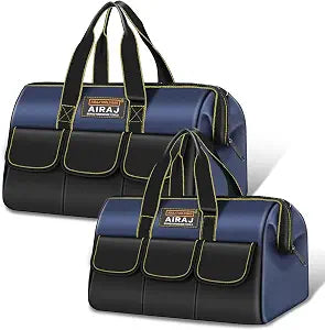 AIRAJ 2 Pack Large Tool Bag,16" & 18"Wide Mouth Tool Bags for Men and Women