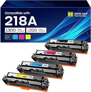 218A Toner Cartridges 4 Pack 3301sdw 3301cdw with Chip Compatible Replacement for HP 218A 218X 218 W2180A High Yield for Color LaserJet Pro MFP 3301fdw 3201dw 3301 Printer (Black Cyan Yellow Magenta)