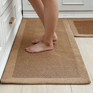 Kitchen Rugs and Mats Non Skid Washable Set of 2 PCS Absorbent Kitchen Runner Rugs Farmhouse Kitchen Floor Mats for in Front of Sink 19.5"x31.5"+19.5"x47"