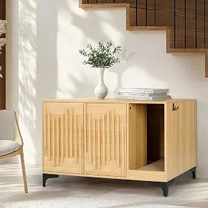 Cat Litter Box Enclosure,Stylish Hidden Litter Box Furniture, Modern Cat Litter Furniture Cabinet, Side End Table, Cat House with Scratch Pad, for Living Room, Bedroom, Entry Foyer