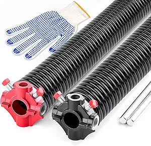 Pair of 2" Garage Door Torsion Springs Set with Non-Slip Winding Bars, High Quality Electrophoresis Oil-Free Black Coated Garage Door Spring for Replacement & Installation(0.207X2"X22")