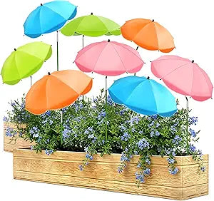 MJZ 8 Pack Plant Umbrellas for Outdoor Plants, 26" Larger Garden Plant Umbrella Shade with Adjustable Angle, 43.4" Higher Plant Sun Shade for Garden Beds Potted Flower Pot Planting