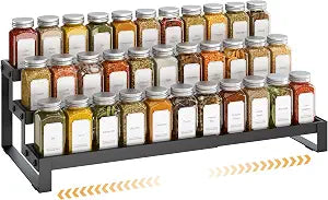 Expandable-Spice-Rack-Organizer-For-Cabinet, Tiered Spice Organization