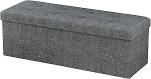 JIUYOTREE 31.5 Inch Foldable Storage Ottoman Bench for Bedroom, Gray