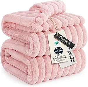 Bedsure GentleSoft Coral Pink Fleece Queen Blanket for Couch - Super Soft Cozy Blankets for Women, Cute Small Blanket for Girls, 90x90 Inches