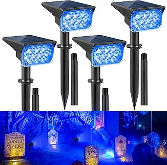 Solar Spot Lights Outdoor, Blue Solar Spotlights Landscape Lighting with IP65 Waterproof 20 LEDs Landscape Spotlight for Garden Path Yard Holiday Decoration 4 Pack