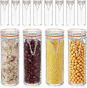 Norme 24 Pcs Glass Spice Jars with Airtight Lid, Leakproof Clamp Containers for Home Kitchen Herb Tea Seasoning Sugar Storage Containers(4 oz)
