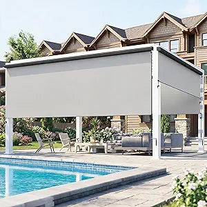 Wisteria Lane Integrated Outdoor Roller Shade 4' W x 6' H, Assembly Free Outdoor Patio Blinds with 420GSM Upgraded Fabric for 95% UV Blockout, Cordless Patio Sun Shade Cloth for Outdoor Indoor