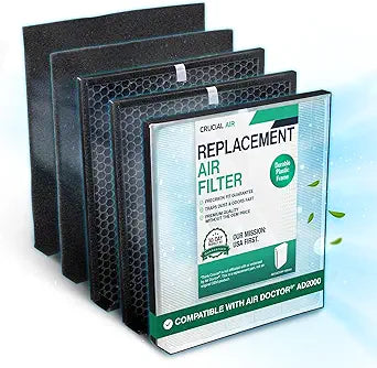 Air Purifier Filter Replacement Γ Compatible with Air Doctor AD2000 Γ Includes 1 Efficient Air Filter and 2 Carbon Filters + 2 Pre Filters - Third party-product
