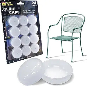 Wrought Iron Patio Furniture Feet Caps (24 Pack, White) - 1.5" Round Plastic Outdoor Chair Leg Caps, Patio Furniture Replacement Feet