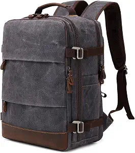 BOVIP Travel Backpack for Men Carry On Backpack Flight Approved Personal Item Backpack, 17 inch Laptop Backpack Casual Daypack Weekender Business Hiking Backpack, Black Gray