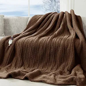 Heated Blanket Full Size Brown - 72"X84" Soft Double Sided Sherpa Electric Blanket with 10 hrs Timer & 6 Heating Levels, LED Display & Machine Washable