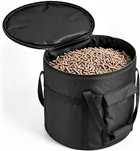32LB Wood Pellet Storage Containers-Dual Handles & Backpack, Label Pocket