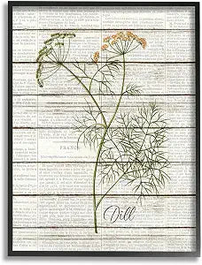 'Dill Vintage Herb Kitchen Dining Room Word'| Framed Giclee Art