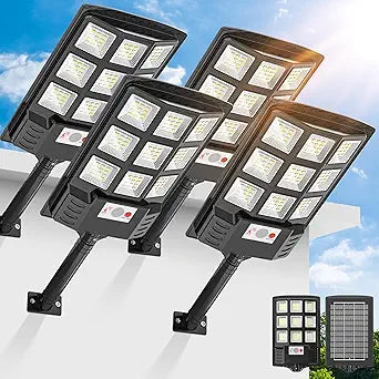 Sunwish 4 Pack Solar Street Lights Outdoor, Solar Lights Outdoor, Solar Dusk to Dawn Outdoor Lights with Remote Control, Motion Sensor IP66 Waterproof Flood Lights for Garden Yard Parking Lot
