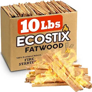 EasyGoProducts Approx. 120 Eco-Stix Fatwood Fire Starter Kindling Firewood Sticks 100% Organic Firestarter for Wood Stoves, Fireplaces, Campfires, Bonfires, Year Round, 10 Pounds