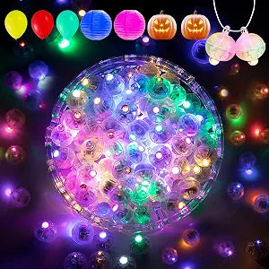 Aogist 100Pcs Multicolor Balloon Lights with Hook,Long Standby Time,Waterproof Mini Light for Birthday Party Wedding Christmas Halloween Easter Decorative (Flash)