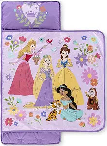 Jay Franco Kids Nap Mat with Embedded Pillow & Blanket  Soft 46"x20" Microfiber Sleeping Bag with Name Tag & Handle