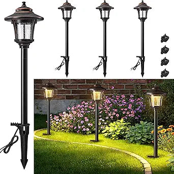 SURAIELEC 12V Low Voltage Landscape Lighting, 3W 120LM LED Outdoor Pathway Lights with Connector, 3000K Warm White, Aluminium ORB Landscape Path Light for Walkway Garden Yard Lawn, 4 Pack, ETL Listed