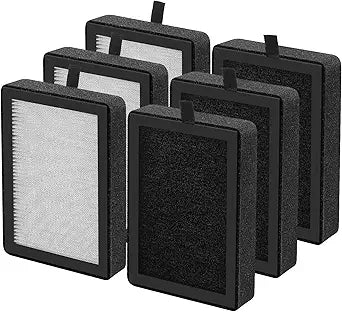 6 Pack LV-H128 Replacement Filter Compatible with LEVOIT LV-H128 / PUURVSAS (HM669A) / ROVACS (RV60) Air Purifiers, 3-IN-1 Filter for LV-H128-RF Replacement Filter