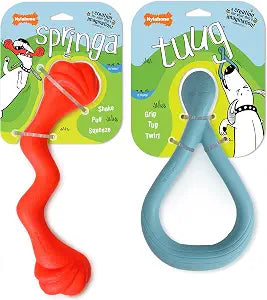 Nylabone Springa and Tuug Interactive Dog Toys Bundle for Dog Enrichment  Lightweight Intriguing Dog Tug Toys for Creative Play & Dog Exercise Springa & Tuug, Multi-Color, (ND1098)