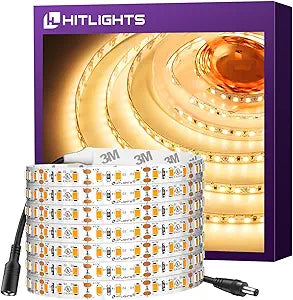 HitLights LED Strip Lights Warm White 3000K, 12V 16.4ft, UL Listed
