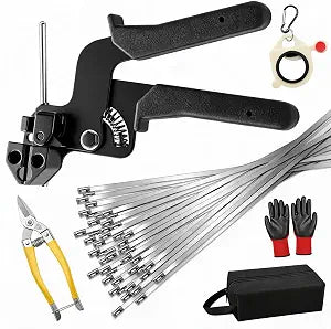 Metal Zip Tie Gun Kit, 150 PCS 304 Stainless Steel Zip Ties, All 11.8 Inch
