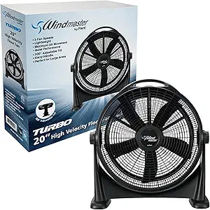 PAMI Turbo 20Γ High-Velocity Floor Fan - Quiet Portable Fan With 3 Speed Levels & Carry Handle- Adjustable Head Powerful Air Flow Industrial Fan- Heavy-Duty Electric Box Fan For Bedroom Home Office