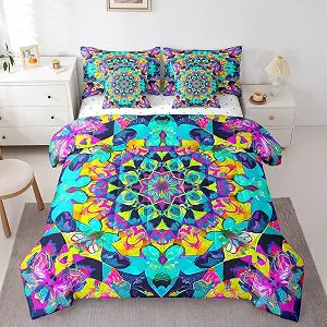 Erosebridal Oriental Mandala Comforter Set Twin Size, 7 Pc Bed in a Bag