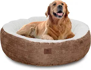 American Kennel Club 25" Mason Fabric Round Pet Bed - Stylish Washable Dog Bed with Non-Slip Bottom, Plush Sleeping Surface - for Cats, Medium Breeds