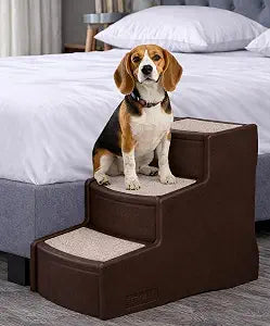 Pet Gear Easy Step III Pet Stairs, Coffee Bean | 3 Step, For Cats/Dogs, Removable Washable Carpet Treads, Supports 150 Pounds, No Tools Required