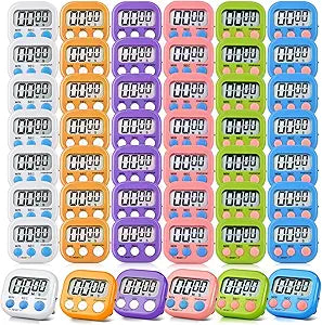 48 Pack Digital Kitchen Timer Magnetic Digital Timer with Big Display Loud Ring Cooking Timers for Kitchen Electronic Timer for Cooking, Bathing, Gym, Break Time, Classroom(6 Color)