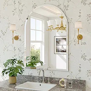Frameless Bathroom Mirror, 22"x30" Arched Bathroom Vanity Mirrors for Beveled Edge, Arched Wall Mirror, Decorative Arch Mirrors for Bedroom, Entryway, Living Room
