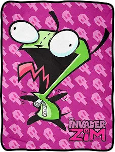 Invader Zim Throw Blanket- Gir Evil Laugh Fuzzy Soft Fleece Throw Blanket for Bed or Couch 46" X 60"