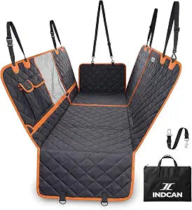 INDCAN Dog Car Seat Cover for Back Seat, Waterproof Pet Seat Protector, Dog Hammock for Car with Side Flaps, Mesh Window, 600D Non Slip Back Seat Cover for SUV Truck