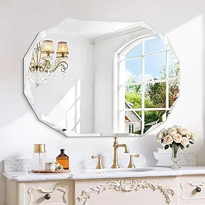 GLASHOM Frameless Bathroom Mirror, 30x40 inch Frameless Wall Mirrors Beveled Edge Wall Mounted, Oval Mirror for Bathroom, Living Room, Over Sink, Entryway Mirror Horizontal or Vertical