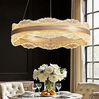 Modern LED Chandelier 19.7" Dining Room Light Fixture Gold Chandeliers for Bedroom Living Room Kitchen Island Entryway Foyer Contemporary Chandelier Modern Light Fixtures