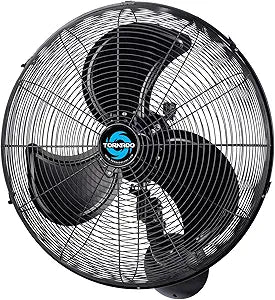 Tornado 20 Inch Pro Series High Velocity Waterproof Outdoor Wall Mount Fan, Oscillating Industrial, Commercial & Residential Fan, 3-Speed, 5250 CFM, 1550 RPM, 1/7 HP, 6.6 FT Cord, UL Listed