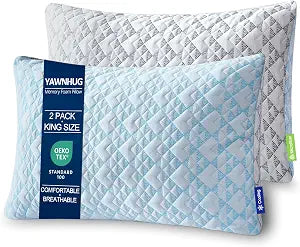 Cooling Shredded Memory Foam Pillows: Adjustable Bed Pillows for Hot Sleeping, King Size Set of 2, Customizable Loft & Firm Support for Side Back Stomach Sleepers