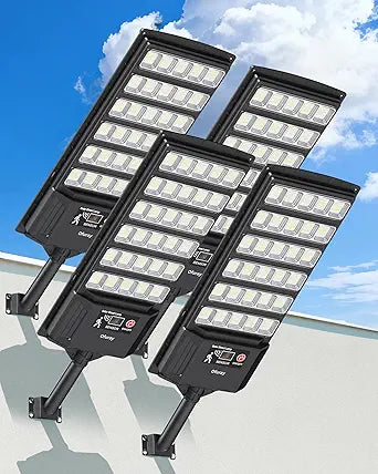 Ofuray Solar Lights Outdoor, High Power Dusk to Dawn Solar Security Light with Remote Control, IP66 Waterproof 6500K LED Lighting with Motion Sensor for Yard,Wall, Backyard & Outside ONL-4Pack
