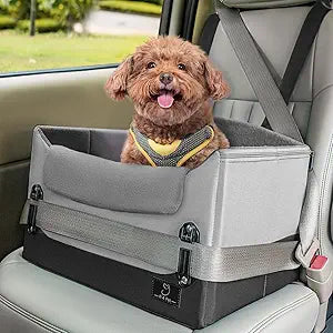 A 4 Pet Dog Car Seats for Small Dogs Under 25lbs  Safety Travel Booster Seat with Patent Buckles, Adjustable Leash  Reduces Anxiety & Road Trips  Frame Support for Cars, SUV, Pickup