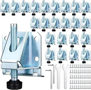 Kenning 24 Pack Heavy Duty Leveling Feet Workbench Leveling Legs Furniture Levelers Leg with Screws, Lock Wrench, 2.3 inch Adjustable Height, Leveler for Workbench, Furniture, Table, Cabinets(Silver)